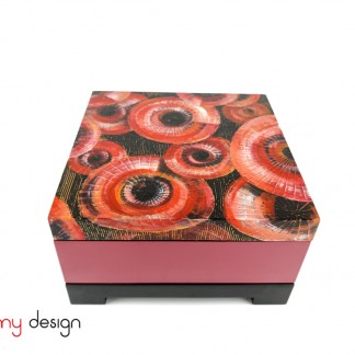 Square lacquer box hand-painted with rounds included with stand 25 cm